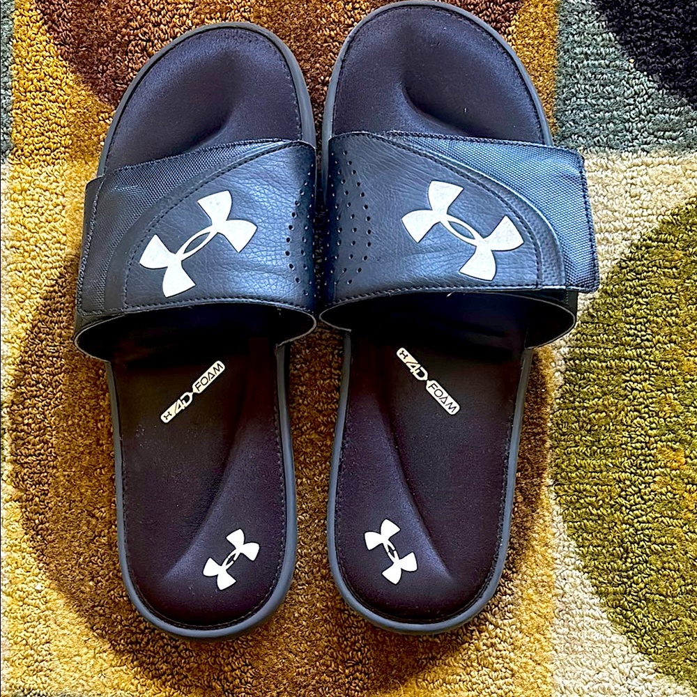 Under Armour Black and White Slide Slides
